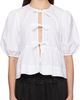 GANNI GANNI White Cotton Poplin Peplum Tie Blouse - 1