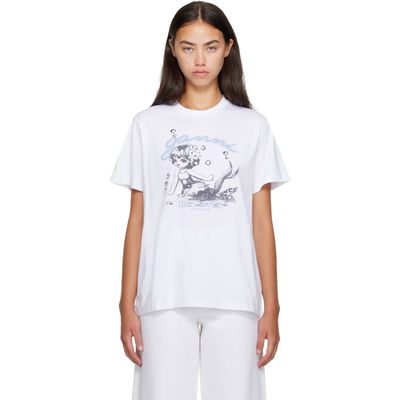 GANNI GANNI White Future Jersey Washed Mermaid T-shirt