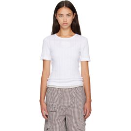 GANNI GANNI White Pointelle Cotton T-shirt