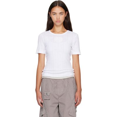 GANNI GANNI White Pointelle Cotton T-shirt