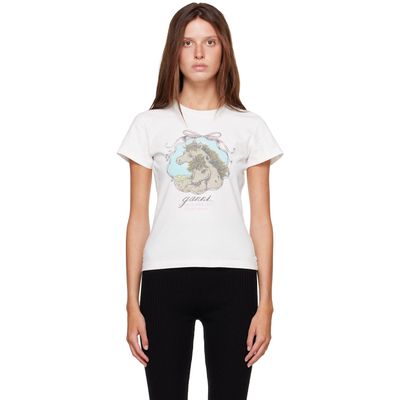 GANNI GANNI White Qixi Basic Cotton Jersey Baby Fit T-shirt