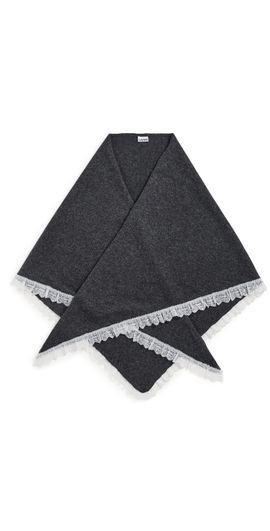 GANNI GANNI Wool Lace Triangular Scarf XXL Phantom One