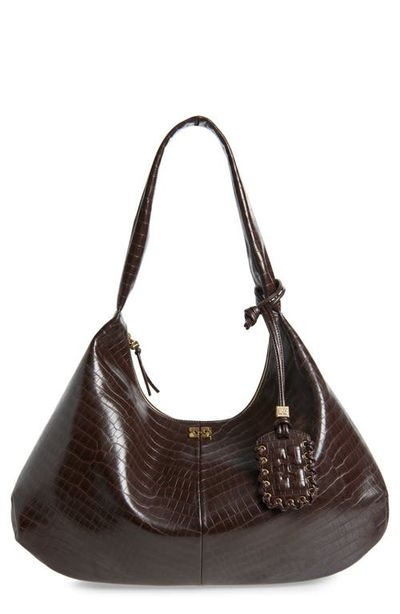 Ganni Ganni XXL Bou Croc Embossed Hobo Bag