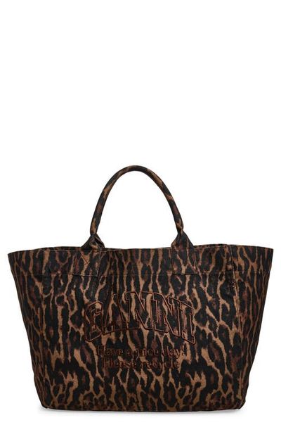 Ganni Ganni XXL Easy Shopper Leopard Print Tote