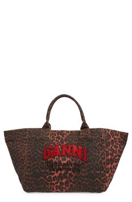Ganni Ganni XXL Leopard Print Shopper Bag