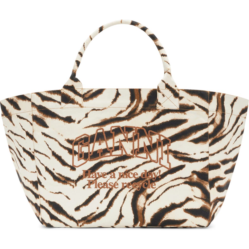 Ganni Ganni XXL Zebra Print Shopper Bag