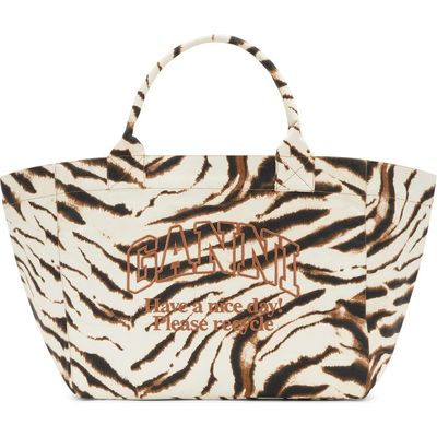 Ganni Ganni XXL Zebra Print Shopper Bag