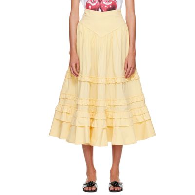 GANNI GANNI Yellow Cotton Maxi Skirt