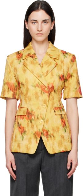 GANNI GANNI Yellow Shibori Organza Blazer