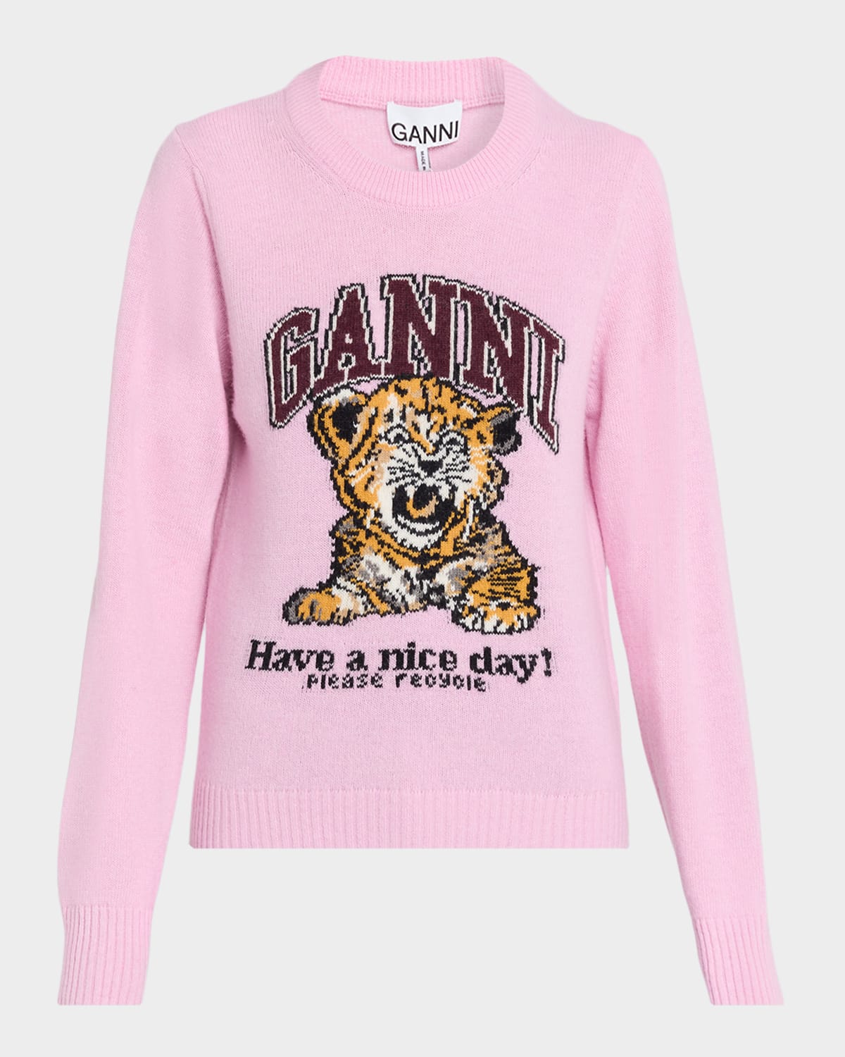 Ganni Graphic Wool-Blend Sweater