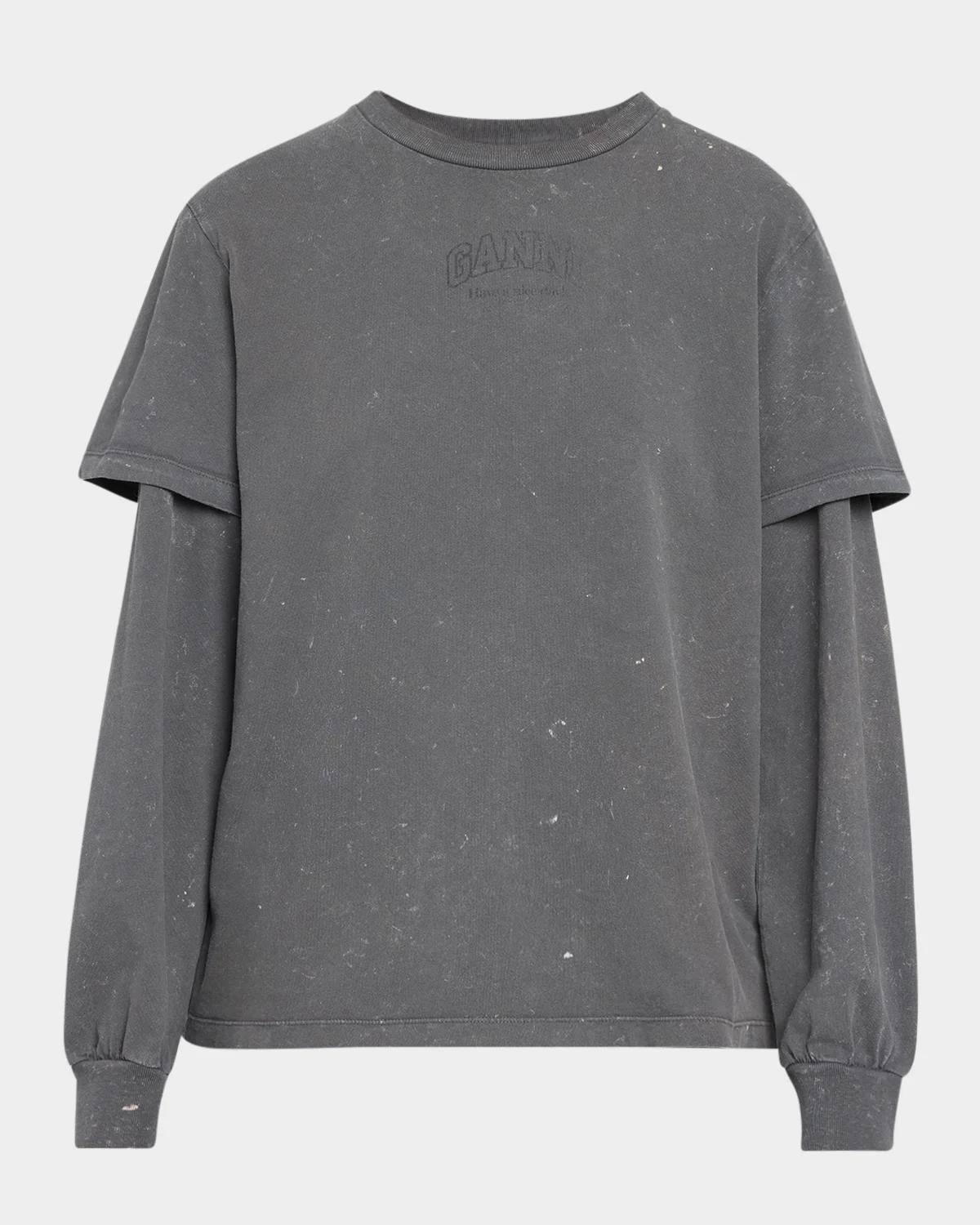 Ganni Heavy Jersey Double Sleeve Cotton Top