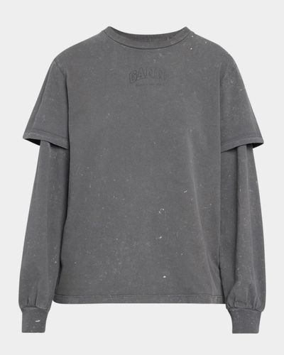 Ganni Heavy Jersey Double Sleeve Cotton Top
