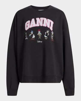 Ganni Isoli Daisy Cotton Jersey Crewneck Sweatshirt