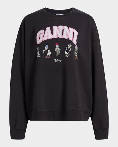 Ganni Isoli Daisy Cotton Jersey Crewneck Sweatshirt