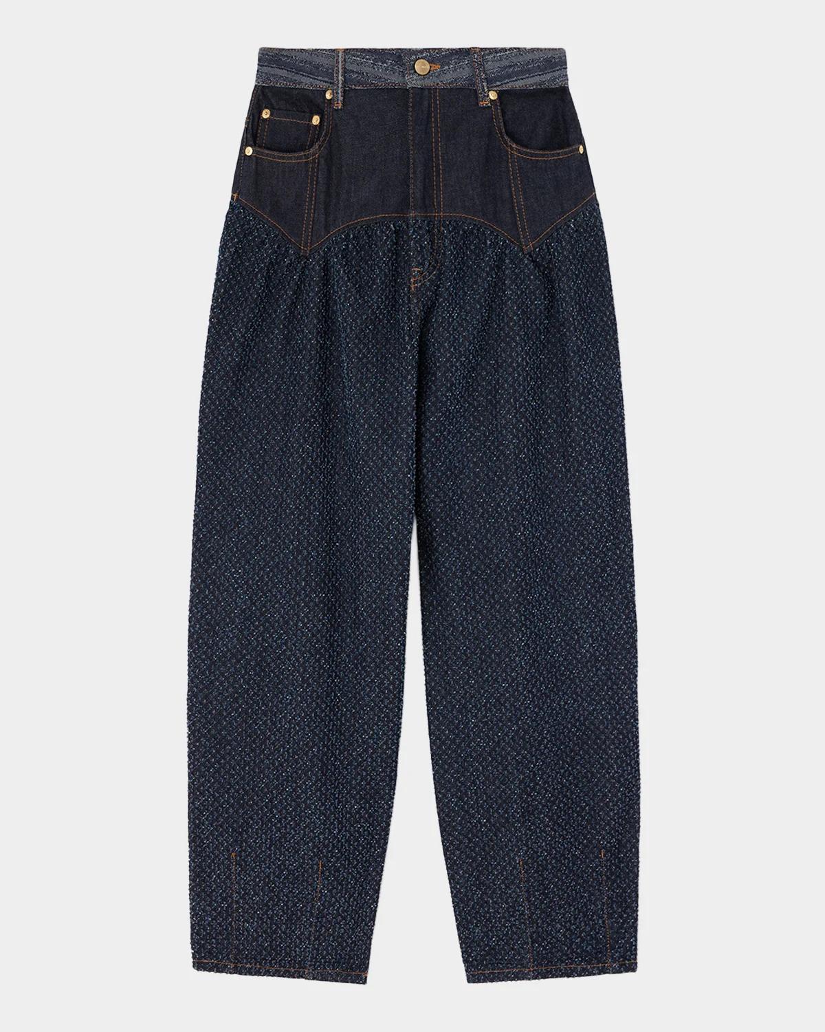 Ganni Patchwork Denim Corset Balloon Jeans