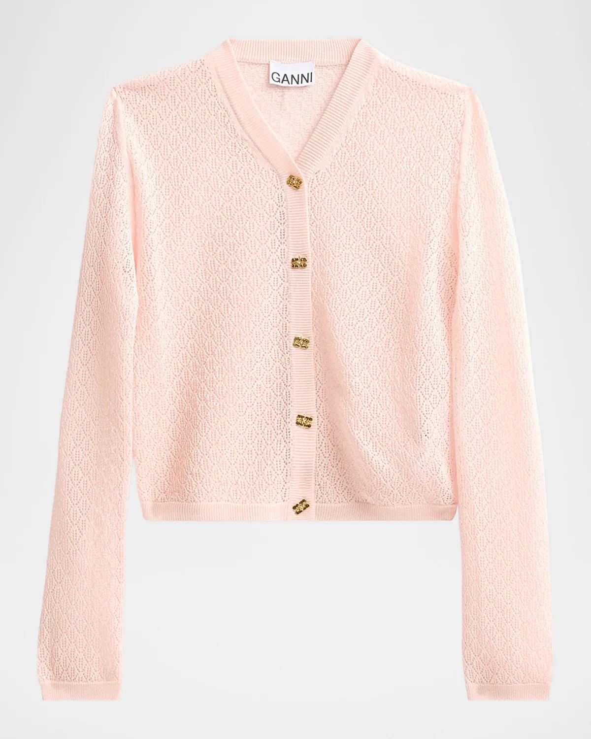 Ganni Pointelle-Knit Cardigan