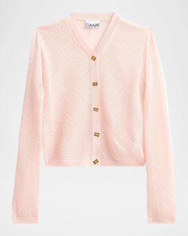 Ganni Pointelle-Knit Cardigan