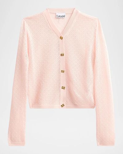 Ganni Pointelle-Knit Cardigan