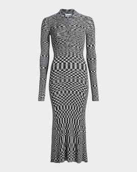 Ganni Space-Dyed Knit Sheath Midi-Dress