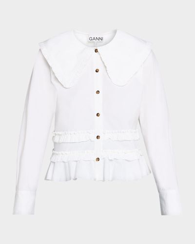 Ganni Stretch-Cotton Sailor Top