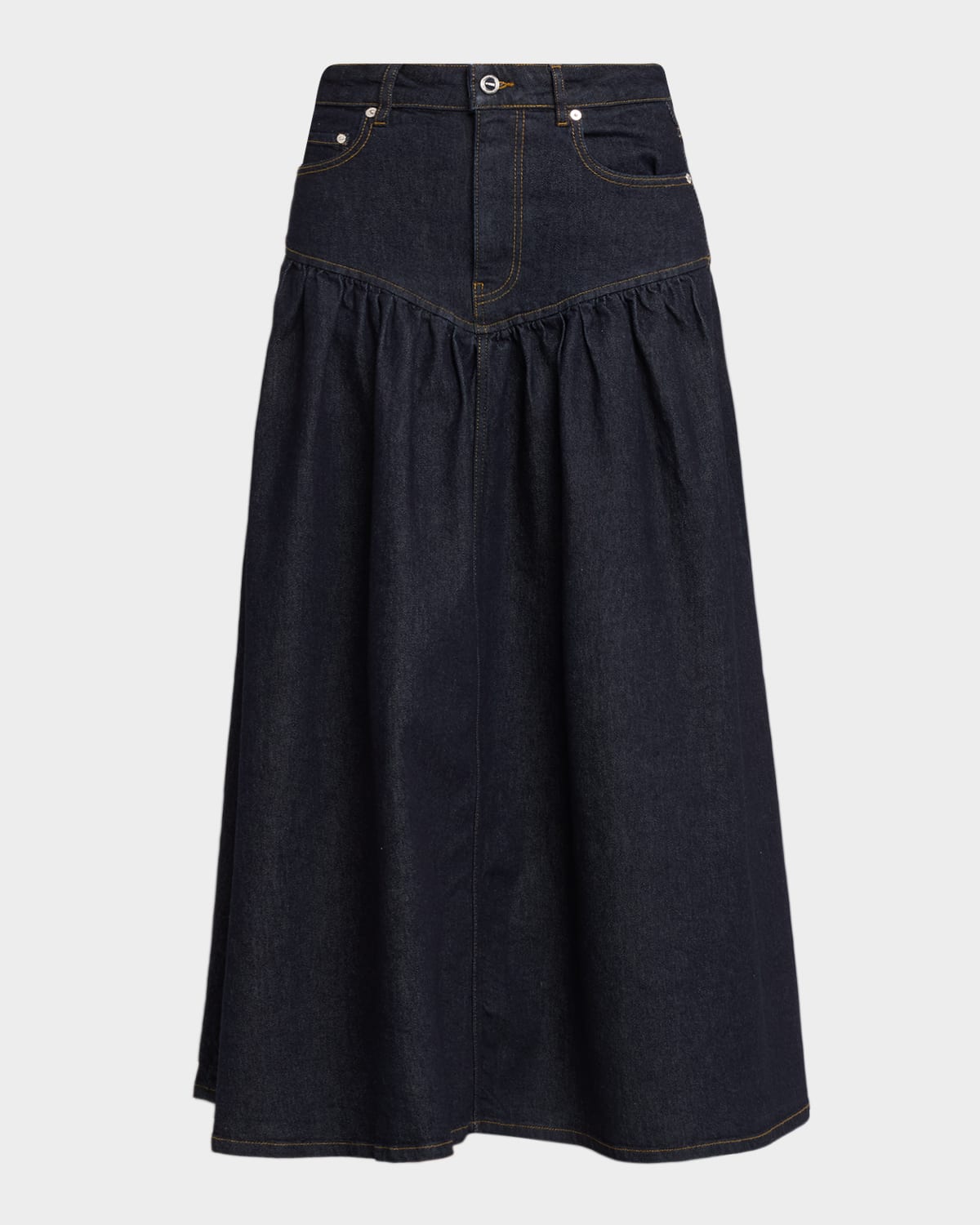 Ganni Stretch Denim Midi Skirt