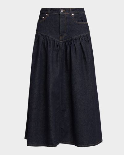 Ganni Stretch Denim Midi Skirt