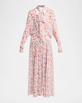 Ganni Textured Silk Georgette Maxi Dress