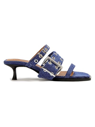 Ganni Women's 50MM Buckle-Strap Denim Mules