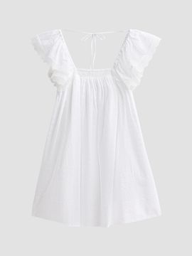 Ganni Women's Broderie Anglaise Babydoll Mini Dress