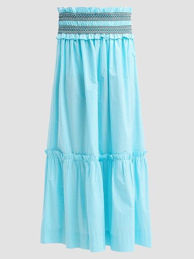 Ganni Women's Check Cotton Smock Waist Skirt