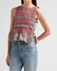 Ganni Women's Check Cotton Smocked Tie Top - 4