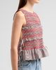 Ganni Women's Check Cotton Smocked Tie Top - 5