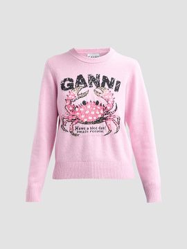 Ganni Women's Crab Graphic Wool-Blend Sweater