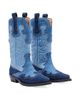 Ganni Women's Embroidered Mid-Shaft Denim Boots - 2