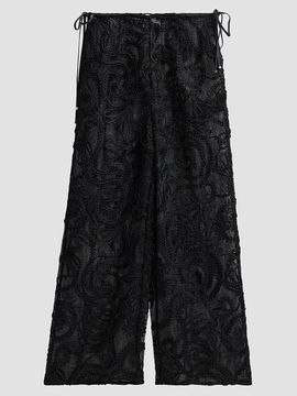 Ganni Women's Embroidered Net Tie Trousers