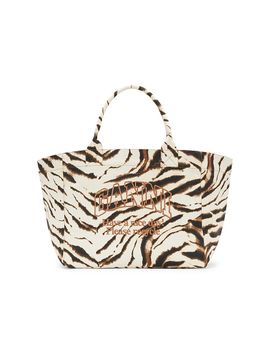 Ganni Women's Extra-Large Zebra-Print Cotton Tote Bag