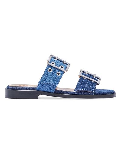Ganni Women's Feminine Buckle-Strap Denim Sandals