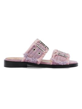 Ganni Women's Feminine Fringed Denim Sandals