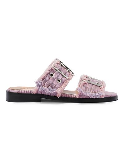 Ganni Women's Feminine Fringed Denim Sandals