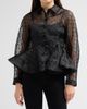 Ganni Women's Flocked Dot Organza Peplum Shirt - 4