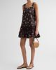 Ganni Women's Floral Check Ruffle Mini Dress - 4