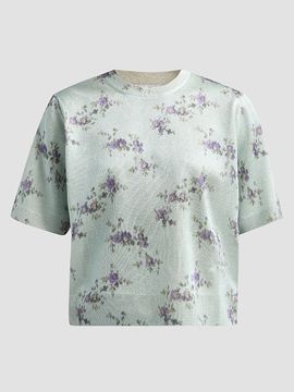 Ganni Women's Floral Metallic T-Shirt