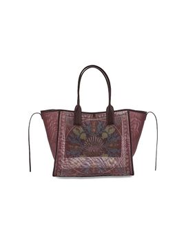 Ganni Women's Logo-Embroidered Printed Mesh Shopper Tote Bag