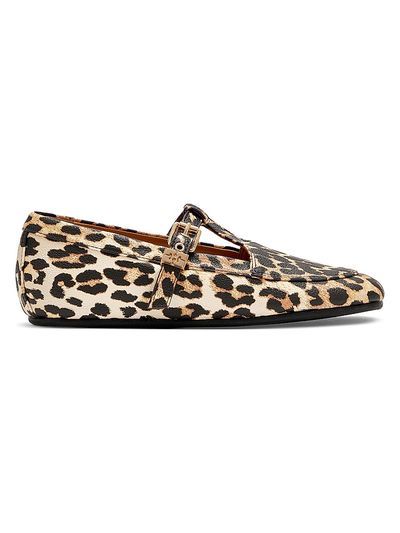 Ganni Women's Mary Jenny Leopard Print Flats