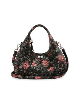 Ganni Women's Mini Embellished Flower-Motif Hobo Bag
