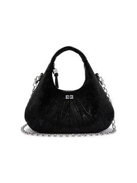 Ganni Women's Mini Velvet Moire Top Handle Bag