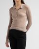 Ganni Women's Sheer Wool Ribbed Polo Sweater - 4