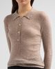Ganni Women's Sheer Wool Ribbed Polo Sweater - 5