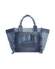 Ganni Women's Small Trapeze Logo Denim Shopper Tote Bag - 2