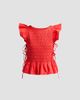 Ganni Women's Stretch-Cotton Angel-Sleeve Smocked Top - 1